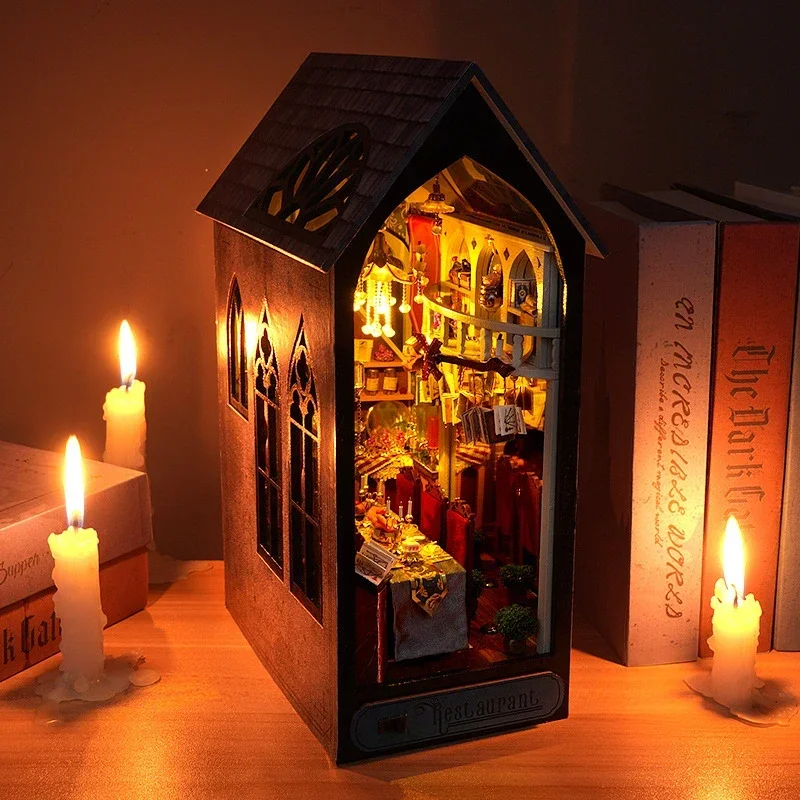 Diy Wooden Book Nook Kit Shelf Insert - Estantería Mágica para Libros, Decoración del